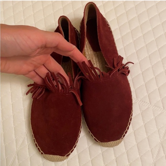 CHLOE Suede Fringe Espadrilles - Burgundy/Maroon/Wine - 37 - Picture 8 of 9
